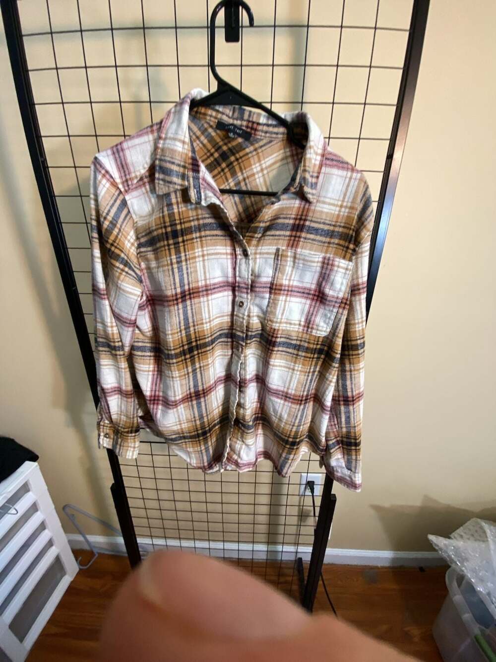 Love Tree Women's Yellow Plaid Long Sleeve Button Up Flannel Shirt Size S
